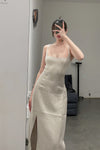 SWAYING/KNIT knitting stitching vest skirt SW23SS2L18 meters gray/linen PS56